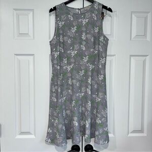 LOFT Women’s Floral Gray Sleeveless Dress Size 12 Polyester